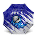 Cricket Australian Umbrella Blue Fire Ball Graphic With Aboriginal Dot Art Style