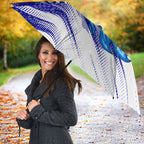 Cricket Australian Umbrella Blue Fire Ball Graphic With Aboriginal Dot Art Style