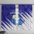 Cricket Australian Window Curtain Blue Fire Ball Graphic With Aboriginal Dot Art Style