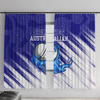 Cricket Australian Window Curtain Blue Fire Ball Graphic With Aboriginal Dot Art Style