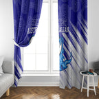 Cricket Australian Window Curtain Blue Fire Ball Graphic With Aboriginal Dot Art Style