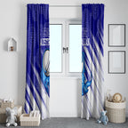 Cricket Australian Window Curtain Blue Fire Ball Graphic With Aboriginal Dot Art Style