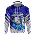 Cricket Australian Zip Hoodie Blue Fire Ball Graphic With Aboriginal Dot Art Style