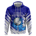 Cricket Australian Zip Hoodie Blue Fire Ball Graphic With Aboriginal Dot Art Style