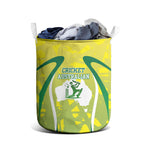 Cricket Australian Laundry Basket Map Silhouette With Green And Gold Geometric Pattern