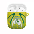 Cricket Australian AirPods Case Map Silhouette With Green And Gold Geometric Pattern