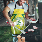 Cricket Australian Apron Map Silhouette With Green And Gold Geometric Pattern