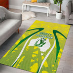 Cricket Australian Area Rug Map Silhouette With Green And Gold Geometric Pattern