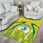 Cricket Australian Area Rug Map Silhouette With Green And Gold Geometric Pattern