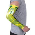 Cricket Australian Arm Sleeves Map Silhouette With Green And Gold Geometric Pattern