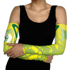 Cricket Australian Arm Sleeves Map Silhouette With Green And Gold Geometric Pattern