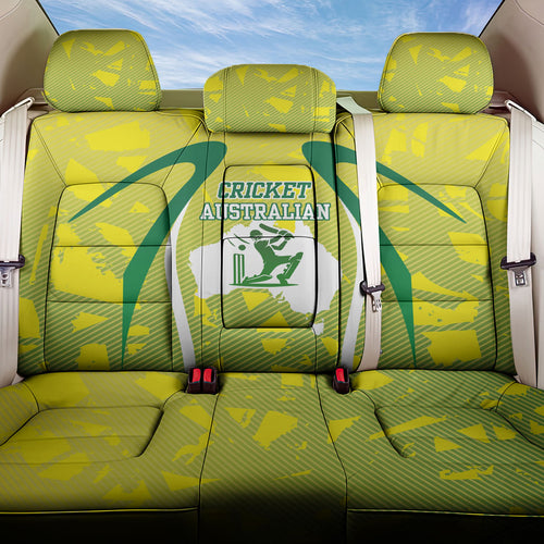 Cricket Australian Back Car Seat Cover Map Silhouette With Green And Gold Geometric Pattern