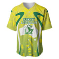 Cricket Australian Baseball Jersey Map Silhouette With Green And Gold Geometric Pattern