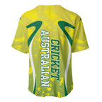 Cricket Australian Baseball Jersey Map Silhouette With Green And Gold Geometric Pattern