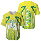 Cricket Australian Baseball Jersey Map Silhouette With Green And Gold Geometric Pattern