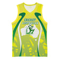 Cricket Australian Basketball Jersey Map Silhouette With Green And Gold Geometric Pattern