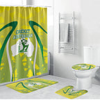 Cricket Australian Bathroom Set Map Silhouette With Green And Gold Geometric Pattern