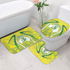 Cricket Australian Bathroom Set Map Silhouette With Green And Gold Geometric Pattern