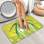 Cricket Australian Bathroom Set Map Silhouette With Green And Gold Geometric Pattern