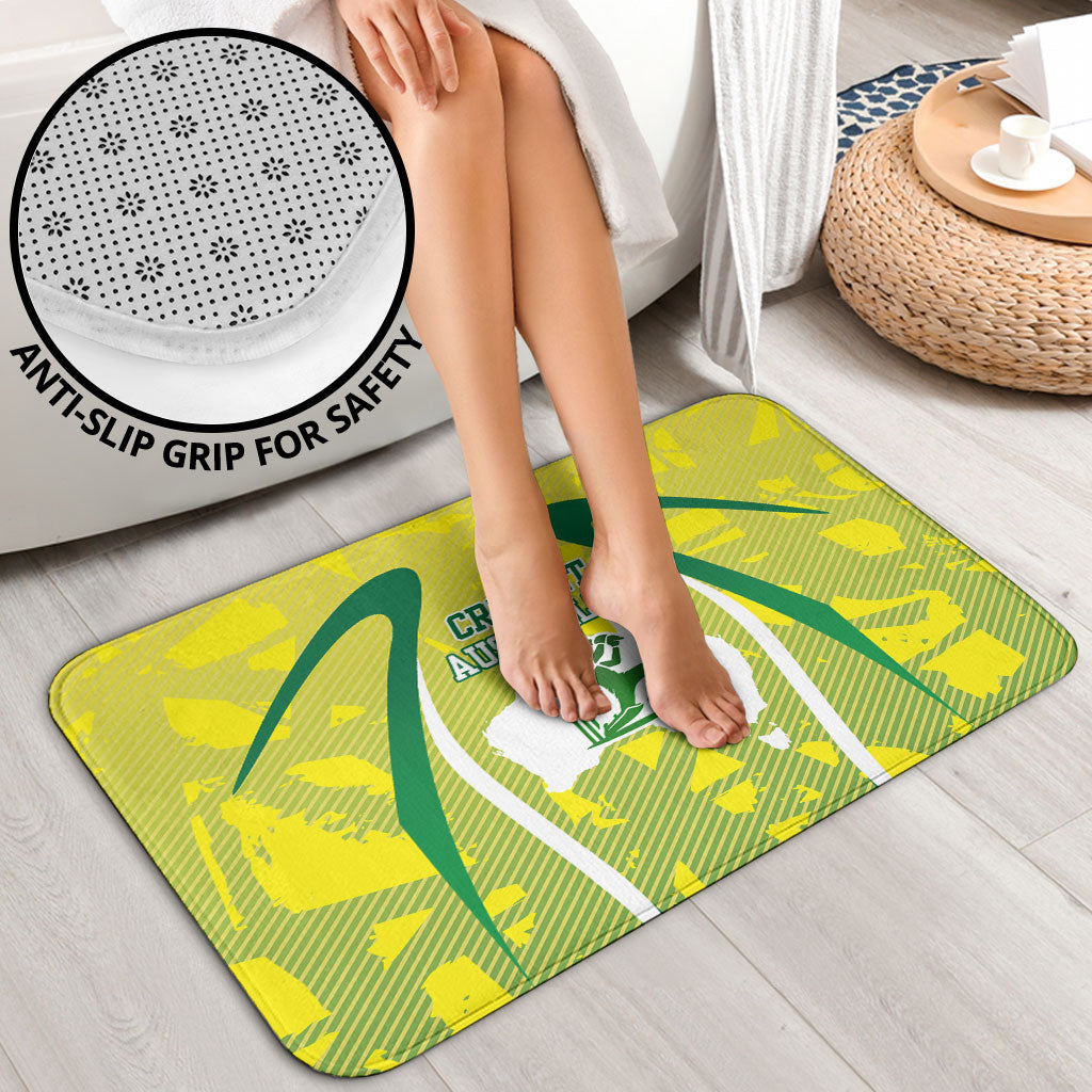 Cricket Australian Bathroom Set Map Silhouette With Green And Gold Geometric Pattern