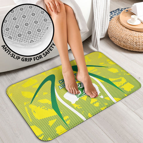 Cricket Australian Bathroom Set Map Silhouette With Green And Gold Geometric Pattern