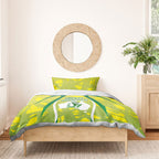 Cricket Australian Bedding Set Map Silhouette With Green And Gold Geometric Pattern