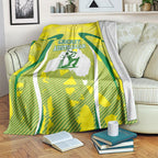 Cricket Australian Blanket Map Silhouette With Green And Gold Geometric Pattern
