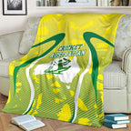 Cricket Australian Blanket Map Silhouette With Green And Gold Geometric Pattern