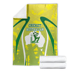 Cricket Australian Blanket Map Silhouette With Green And Gold Geometric Pattern