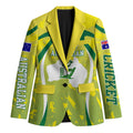 Cricket Australian Blazer Map Silhouette With Green And Gold Geometric Pattern