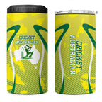 Cricket Australian 4 in 1 Can Cooler Tumbler Map Silhouette With Green And Gold Geometric Pattern