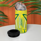 Cricket Australian 4 in 1 Can Cooler Tumbler Map Silhouette With Green And Gold Geometric Pattern