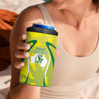 Cricket Australian 4 in 1 Can Cooler Tumbler Map Silhouette With Green And Gold Geometric Pattern