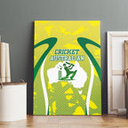 Cricket Australian Canvas Wall Art Map Silhouette With Green And Gold Geometric Pattern