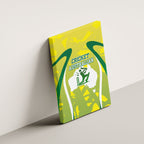 Cricket Australian Canvas Wall Art Map Silhouette With Green And Gold Geometric Pattern