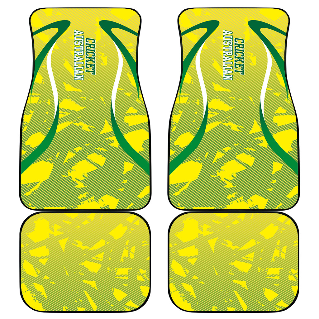 Cricket Australian Car Mats Map Silhouette With Green And Gold Geometric Pattern