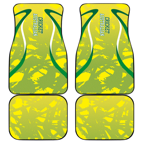 Cricket Australian Car Mats Map Silhouette With Green And Gold Geometric Pattern