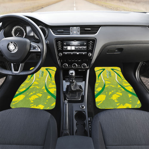 Cricket Australian Car Mats Map Silhouette With Green And Gold Geometric Pattern