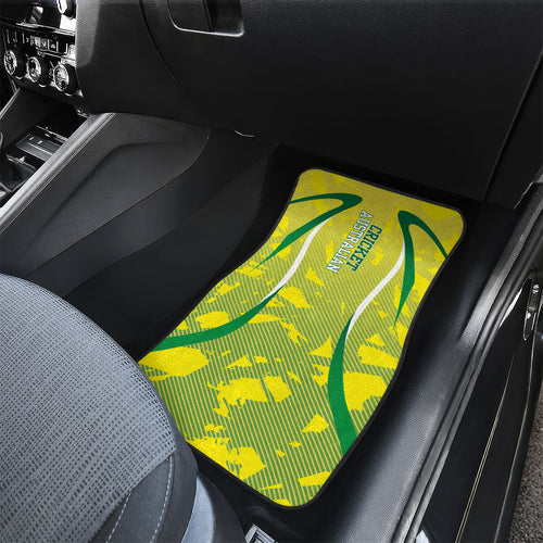 Cricket Australian Car Mats Map Silhouette With Green And Gold Geometric Pattern