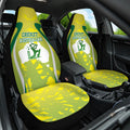 Cricket Australian Car Seat Cover Map Silhouette With Green And Gold Geometric Pattern