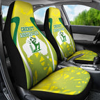 Cricket Australian Car Seat Cover Map Silhouette With Green And Gold Geometric Pattern