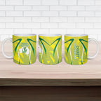 Cricket Australian Ceramic Mug Map Silhouette With Green And Gold Geometric Pattern