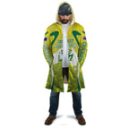 Cricket Australian Cloak Map Silhouette With Green And Gold Geometric Pattern