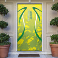 Cricket Australian Door Cover Map Silhouette With Green And Gold Geometric Pattern