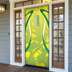 Cricket Australian Door Cover Map Silhouette With Green And Gold Geometric Pattern