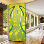 Cricket Australian Door Cover Map Silhouette With Green And Gold Geometric Pattern