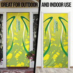 Cricket Australian Door Cover Map Silhouette With Green And Gold Geometric Pattern