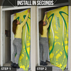 Cricket Australian Door Cover Map Silhouette With Green And Gold Geometric Pattern
