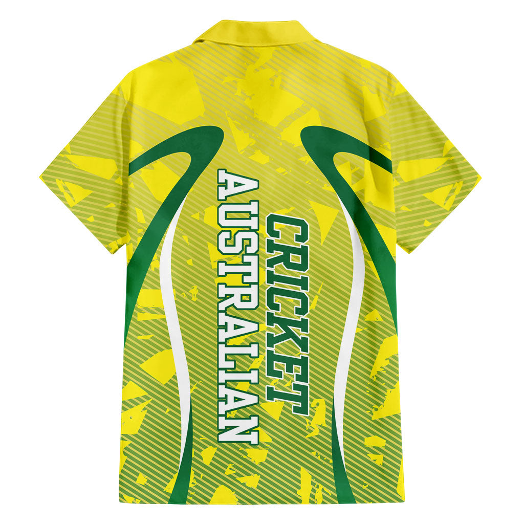 Cricket Australian Family Matching Off Shoulder Maxi Dress and Hawaiian Shirt Map Silhouette With Green And Gold Geometric Pattern