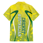 Cricket Australian Family Matching Off Shoulder Maxi Dress and Hawaiian Shirt Map Silhouette With Green And Gold Geometric Pattern